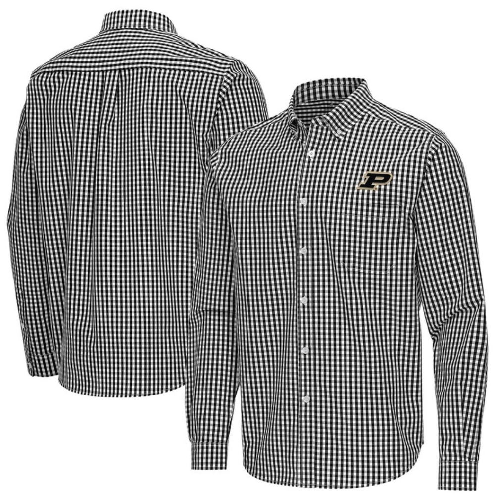 Men's Knights Apparel Purdue Boilermakers Woven Tri-Blend‎ Gingham Shirt B70